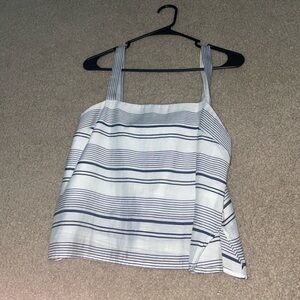 Gray and White Striped Crop Top